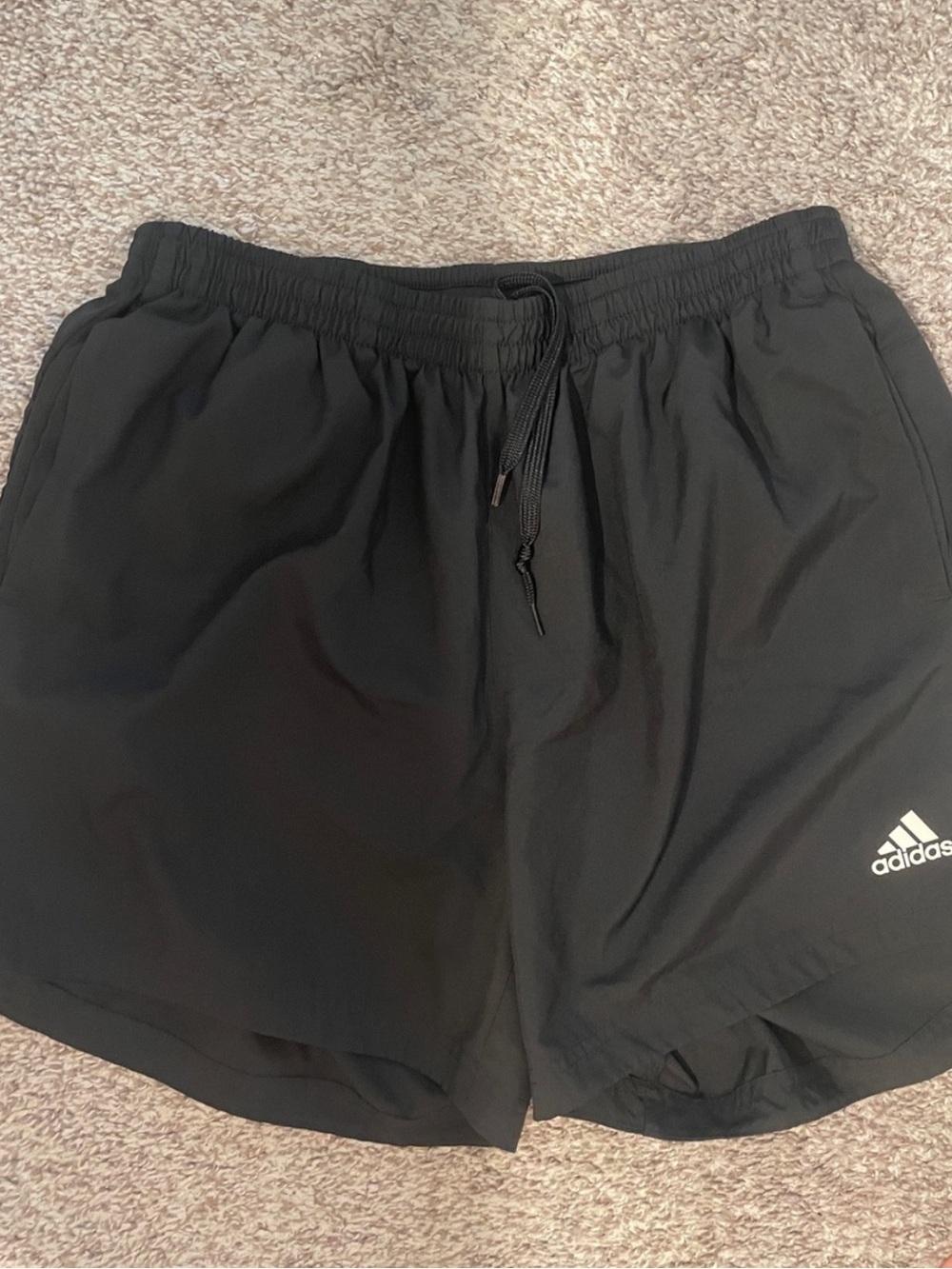 Adidas Black Athletic Shorts with Logo 5 inch large
